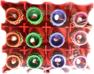 

Angels Creation Pottery (Pack of 12) Table Diya Set(Height: 4 inch)