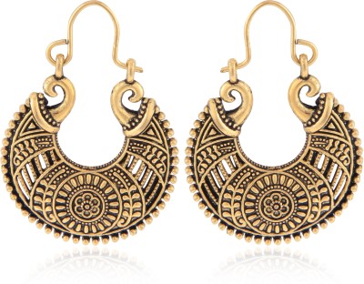 Tiaraz Tiaraz Oxidized ChandBali Round Hoop Earrings for women traditional Metal Chandbali Earring