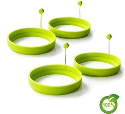 

Lagfly Nonstick High-grade Silicone Round Shape Egg Ring Omelets -Pancake Mold for Breakfast ,Sandwiches and More Silicone Egg Separator(Green, Pack of 4)