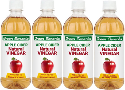 Green Elements Natural & Pure Apple Cider Vinegar(4x500 ml, Unflavoured Flavored)