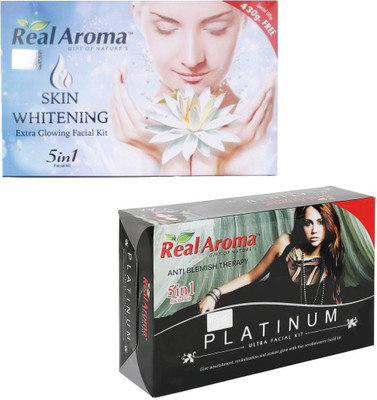 

real aroma Skin Whitning Platinum Facial Kit 740 g(Set of 2)