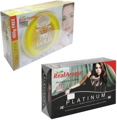 

real aroma Pearl Gold Platinum Facial Kit 740 g(Set of 2)