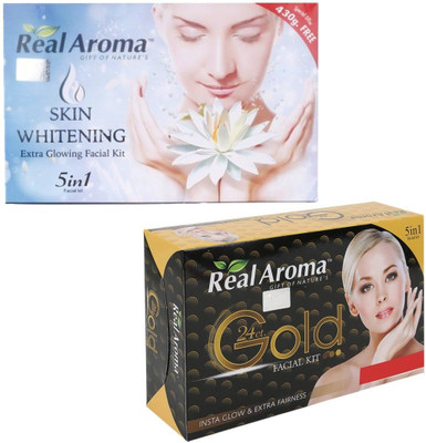 

real aroma Skin Whitning 24Ct Gold Facial Kit 740 g(Set of 2)