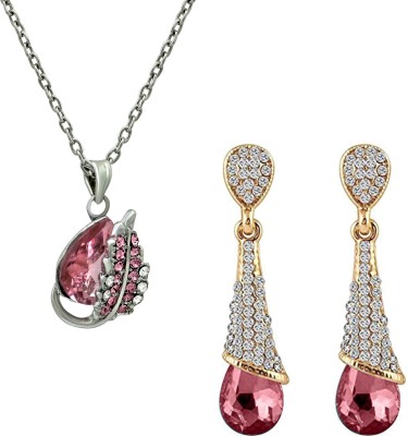 mahi Alloy Gold-plated Pink Jewellery Set(Pack of 1)