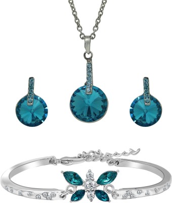 mahi Alloy Rhodium Blue Jewellery Set(Pack of 1)