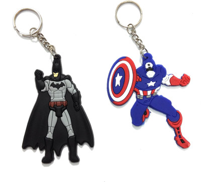 

kausal kf Captain America VS Batman Imported Silicon Rubber 3d Keychain (combo-2)Gifting Key Chain