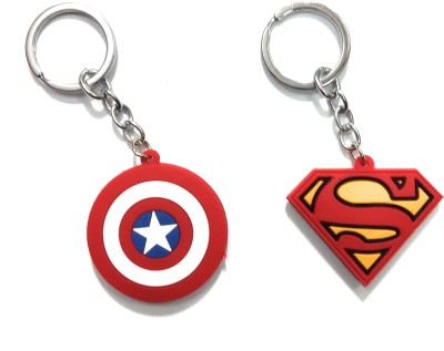 

kausal kf Captain America Vs Superman Double Sided 3d Imported Rubber /gifting (combo-2) Key Chain