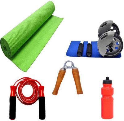 

L'AVENIR Ab Roller, Hand Grip, Sipper, Skipping Rope, Yoga Mat Gym & Fitness Kit