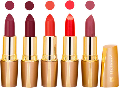 

Rythmx Lipstick Combo For Daily Wear - Crème Matte 5 Lipstick Sets For Women - 50(Dark Purple, Magenta, Deep Orange, Neon Red, Nude, 20 g)