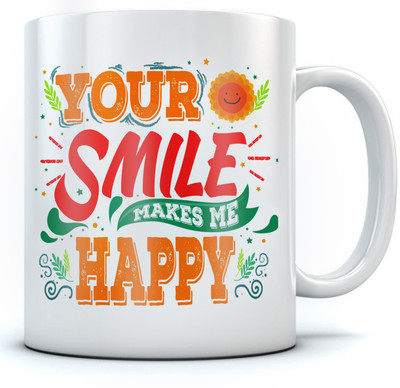 

RAMPOSH Motivational Quote Your Smile Love Typo Coffee, Best Option For Gift Ceramic Mug(350 ml), Multicolor