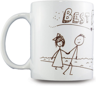 

juvixbuy Best Friend Coffee Ceramic Mug(325 ml), Multicolor