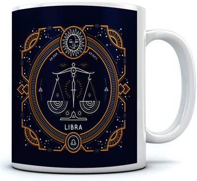 

RAMPOSH Zodiac Sign Coffee, Libra, For Gift Ceramic Mug(350 ml), Black
