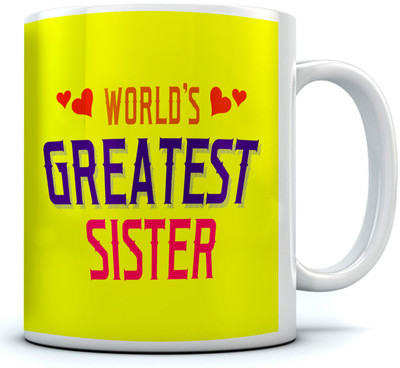 

RAMPOSH Best Sister Quotes Coffee, Yellow, Gift For Sister Ceramic Mug(350 ml)
