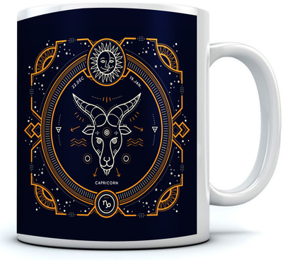 RAMPOSH Zodiac Sign Coffee,Capricorn, For Gift Ceramic Mug(350 ml), Black