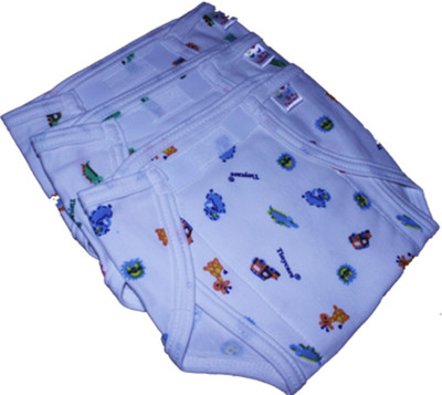 Tiny Care Baby Nappy RTW Interlock Printed L, White