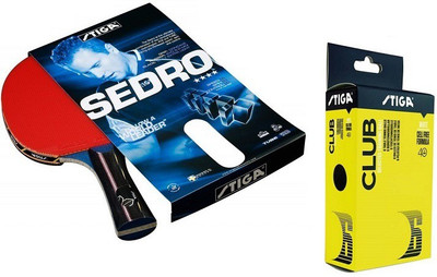 

Stiga Combo Of Two, One 'Sedro' Table tennis racquet and one ' Club 40+' Ping pong ball box- Multicolor Table Tennis Racquet(80 g)