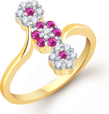 87% OFF on VK Jewels Ruby Flower Group Shaped for Women and Girls Alloy Cubic Zirconia Gold Plated Ring
