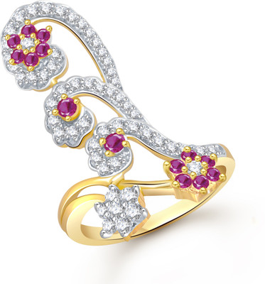 

VK Jewels Leaf with Flowers Alloy Cubic Zirconia Gold-plated Plated Ring