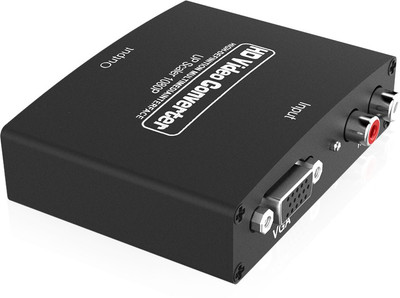 99Gems VGA to HDMI Audio Video Adapter Converter Box VGA+R/L to HDMI With Audio / VIDEO 1080P Media Streaming Device(Black)