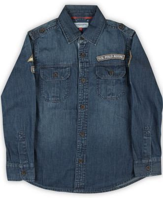 

Us Polo Kids Boys Solid Casual Dark Blue Shirt, Me. blue