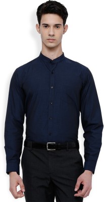 Black Coffee Men Solid Formal Dark Blue Shirt