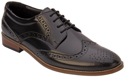 

Heels & Shoes Men Black Genuine Leather Shoe Lace Up For Men(Black