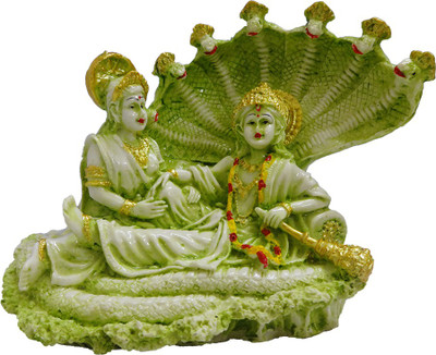 

FABZONE Lord Laxmi Vishnu Idol/Vaikunth Sculpture Narayana God Statue Decorative Showpiece - 15 cm(Polyresin, Green)