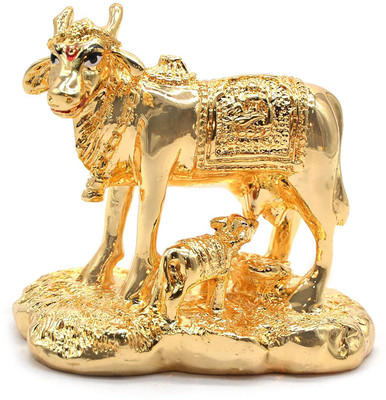 

iKraft iKSFJ-GG-Cow-LM6001 Decorative Showpiece - 9 cm(Gold Finish, Gold)