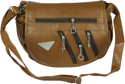 

spero Girls Casual Brown Leatherette Sling Bag