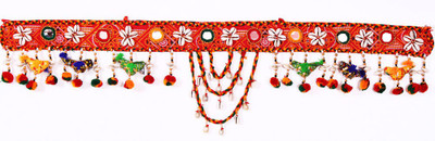 

Creativity Centre Creativity Creations Red Chunri With Kauri N Birds Pompom Door Hanging Toran