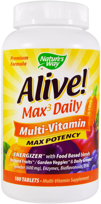 

Nature's Way Alive! Max 3 Daily Multi-Vitamin Max Potency - 180 Nos(180 No)