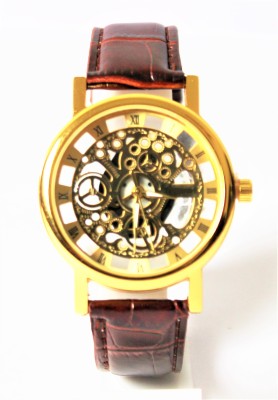 stallion7 Transparent Golden Dial Leather Strap Wrist Watch  - For Men   Watches  (stallion7)