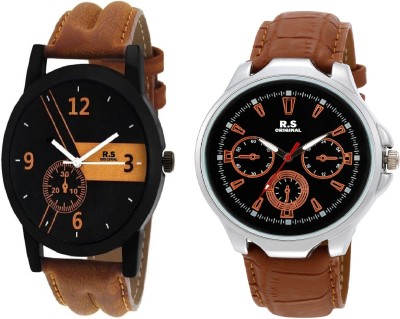 R S Original DIWALI DHAMAKA OFFER BLACK AND BLACK DIAL DATE & TME SET OF 2 RSO-28 Watch  - For Men   Watches  (R S Original)