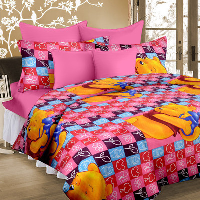 

Cortina 120 TC Microfiber Double Floral Bedsheet(Pack of 1, Pink)