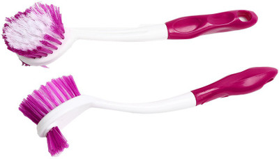 dannu cleaning wash basin brush ,cleaning for basin,Tub,Small basin ,Two side brush (SET OF 2) Plastic Wet and Dry Brush(Pink, White, Pack of 2)