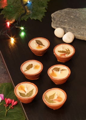 

Little India Earthenware (Pack of 6) Table Diya Set(Height: 1 inch)