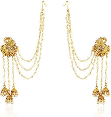 Shining Diva 18k Gold Plated Stylish Fancy Party Wear Pearl Jhumka Jhumki Traditional Earrings Pearl Alloy Jhumki Earring