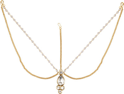 

Sanjog Impressive Pearl And Chain Matha Patti Maang Tika For Women & Girls Hair Chain(Gold)