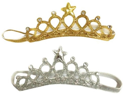 Ziory 2Pcs Golden & Silver Baby Girl Baby Boy Unisex Rhinestone Crown Headbands Toddler Princess Headband Hair Accessories Birthday Gift Tiara Crown Headband Hair Claw(Gold, Silver) available at flipkart for Rs.449