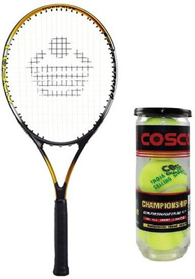 Cosco Combo of Two, One 'Action 2000D' Tennis Racquet and One 'Championship' Tennis Ball 1 box (pack of 3) Badminton Kit