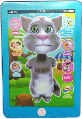 

TALKING GANESHA Talking Tom Learning Tablet toy for kids with multiple functions like ring, dance, nursery rhymes, Music, story, Poetry, volume adjustment(Multicolor)
