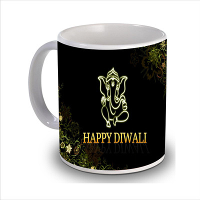 

New Star Light India Printed Diwali Coffee Ceramic Mug(350 ml), Black