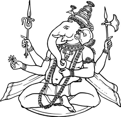 

GANESHA LINE WORK Fine Art Print(12 inch X 12 inch)