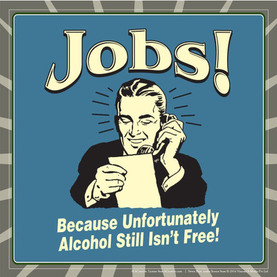 

Wall Poster Jobs! Because Unfortunately Alcohol Still Isn't Free! Paper Print(12 inch X 18 inch, Rolled)