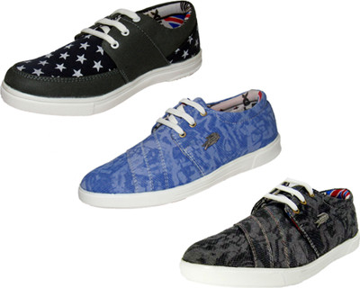 

SAUNTER Saunter Men's Canvas bk-gr-bu37 combo Shoes Casuals Canvas Shoes Canvas Shoes For Men(Black, Blue, Grey