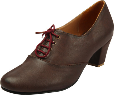Heels & Shoes Synthetic Brown Oxford Shoes Casuals For Women(Brown