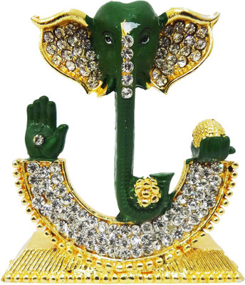 

FABZONE Gold Plated With Stone Finish Lord Ganesha Statue Hindu Dev Ganpati and Siddhivinayak God Sculputer Handicraft Idol Diwali Decorative Spiritual Puja Vastu Car Dashboard Religious Pooja God idol Gift Item & Murti for Mandir / Temple / Home / Office
