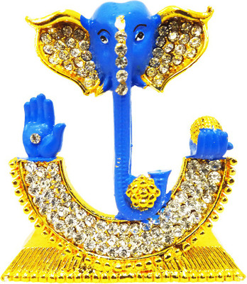 

FABZONE Gold Plated With Stone Finish Lord Ganesha Statue Hindu Dev Ganpati and Siddhivinayak God Sculputer Handicraft Idol Diwali Decorative Spiritual Puja Vastu Car Dashboard Religious Pooja God idol Gift Item & Murti for Mandir / Temple / Home / Office