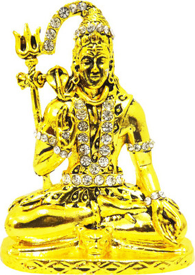 

FABZONE Gold Plated With Stone Finish Lord Shiva Shanker Statue Hindu God Bholenath Sculputer Handicraft Idol Shivratari,Diwali Decorative Spiritual Puja Vastu Car Dashboard idol/Mandir Murti/Tempel Gift item Decorative Showpiece - 8 cm(Gold Plated, Gold)