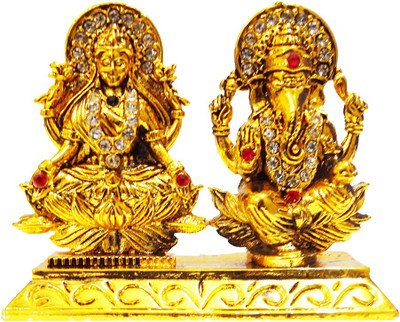Fabzone Gold Plated With Stone Finish Lord Laxmi Ganesha Statue